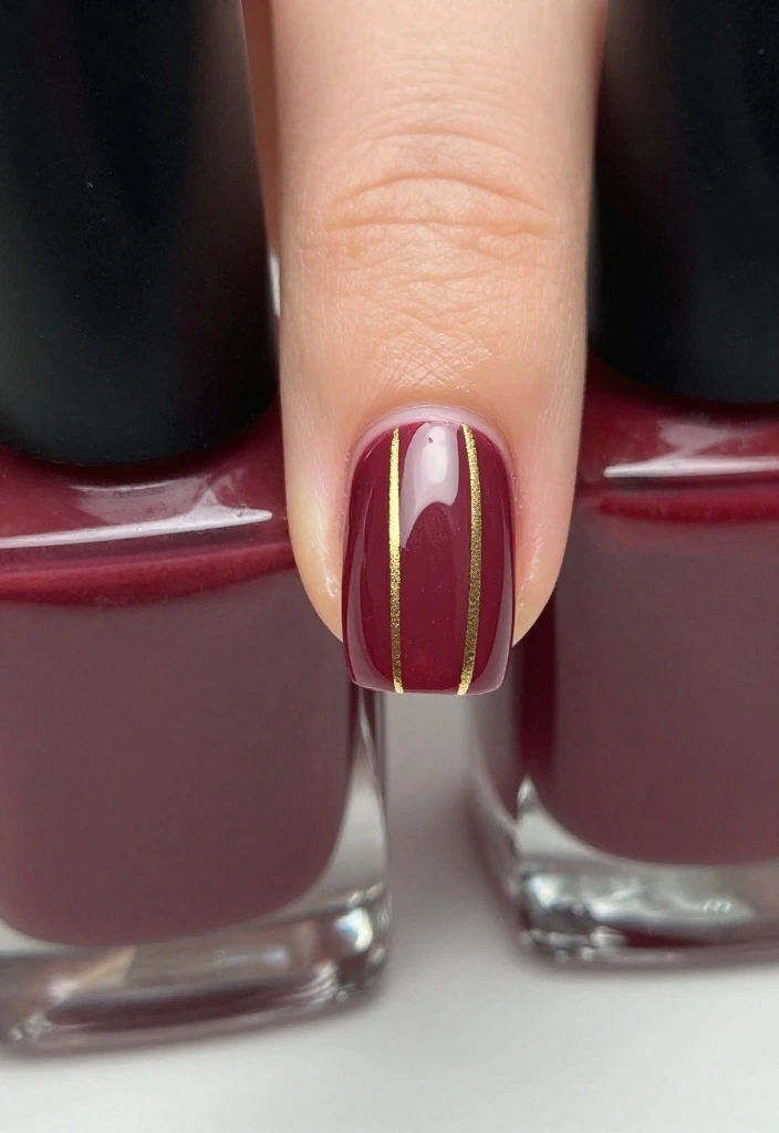 20 Stunning Thin Gold Lines Nail Ideas That'll Elevate Your Manicure Game! - 6. Striped Elegance with Thin Gold Lines 1